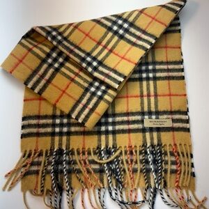 Vintage Burberry Camel and Black Plaid Scarf